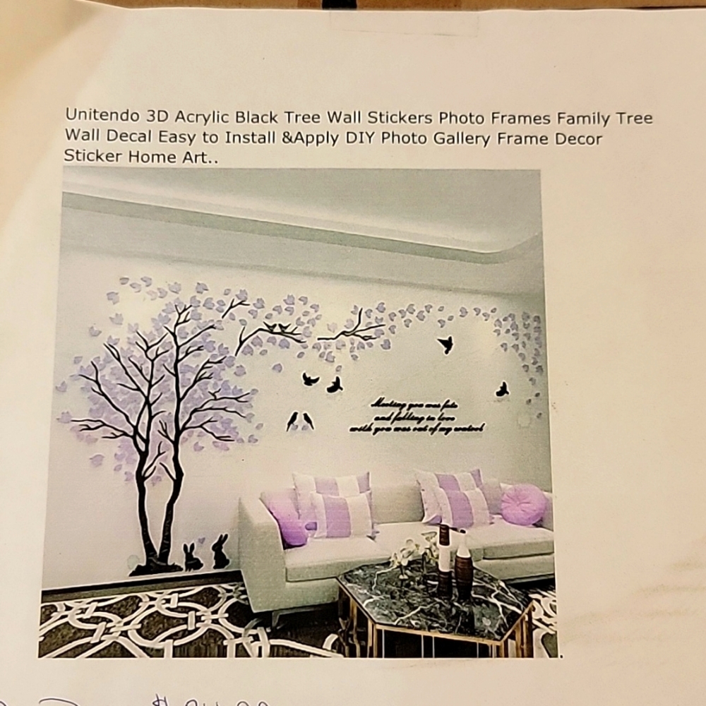 Large Wall Decal‎ of tree, leaves, quote